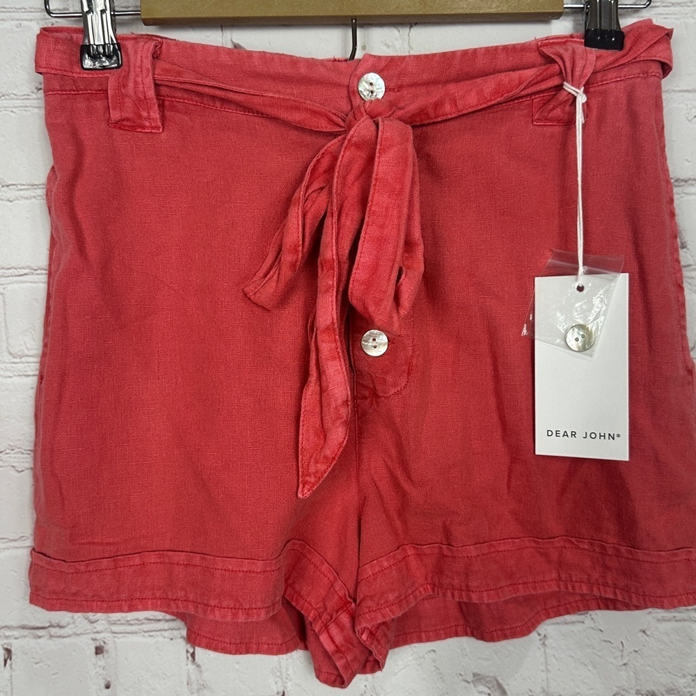 Dear John belted linen‎ button fly pink shorts, sz XS, NWT $78